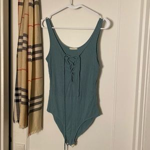 Lace Up Ribbed Bodysuit